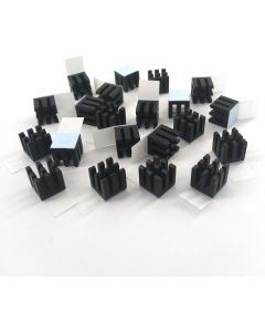 Easycargo 20pcs 10mm Heatsink Kit + pre Applied 3M 8810 Thermal Conductive Adhesive Tape, Cooler Aluminum Heat Sink Set for Cooling GPU IC Chips VRAM VGA RAM (20pcs 10x10x10mm Black)