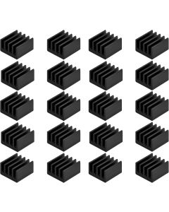 Easycargo 20pcs Small Mini Heatsink Kit + Thermal Conductive Adhesive Tape, Mini Cooler Aluminum Heat Sink for Cooling VRM GPU Stepper Driver MOSFET VRam Regulators (8.8mmx8.8mmx5mm)